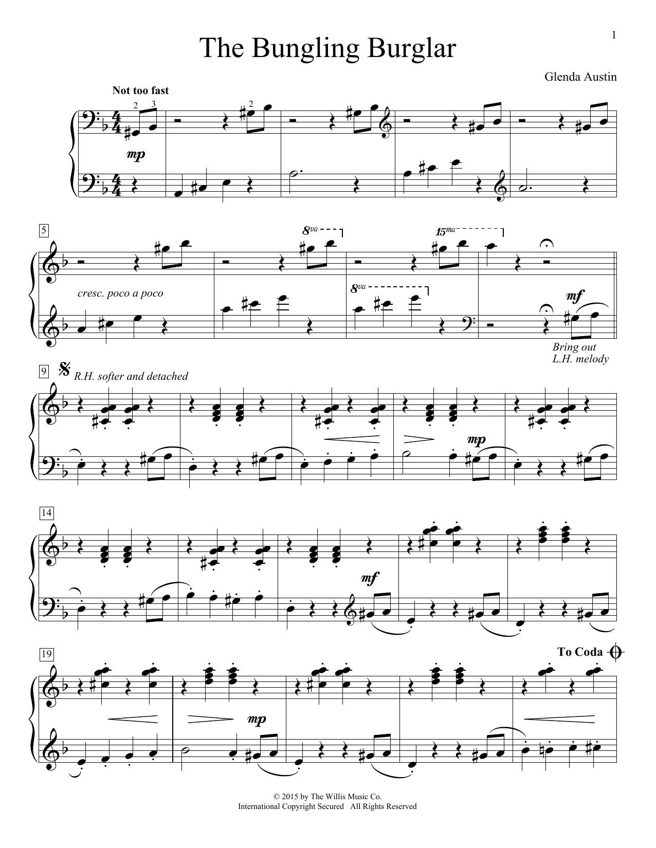 Glenda Austin The Bungling Burglar Sheet Music Notes & Chords for Educational Piano - Download or Print PDF