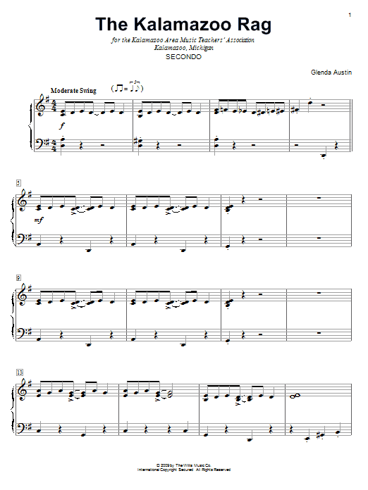 Glenda Austin The Kalamazoo Rag Sheet Music Notes & Chords for Piano - Download or Print PDF