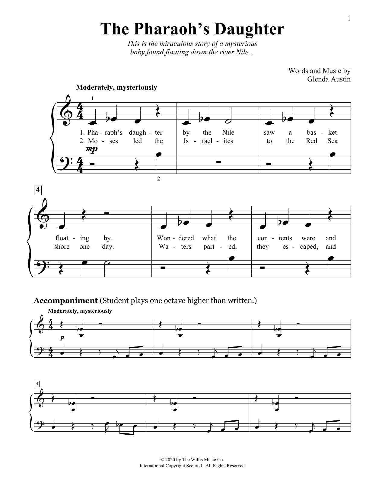 Glenda Austin The Pharaoh's Daughter Sheet Music Notes & Chords for Educational Piano - Download or Print PDF