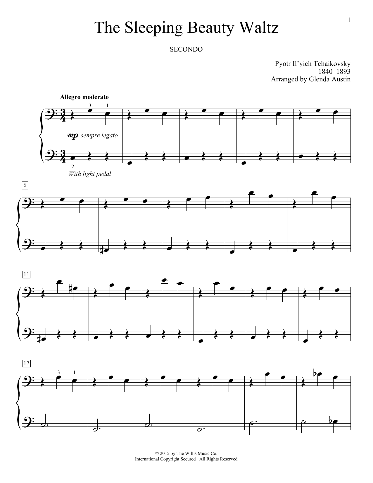 Glenda Austin The Sleeping Beauty Waltz Sheet Music Notes & Chords for Piano Duet - Download or Print PDF