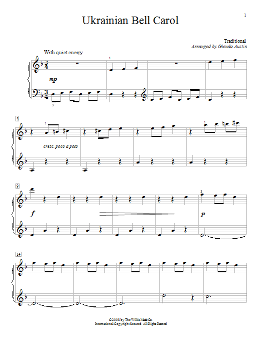 Glenda Austin Ukrainian Bell Carol Sheet Music Notes & Chords for Educational Piano - Download or Print PDF