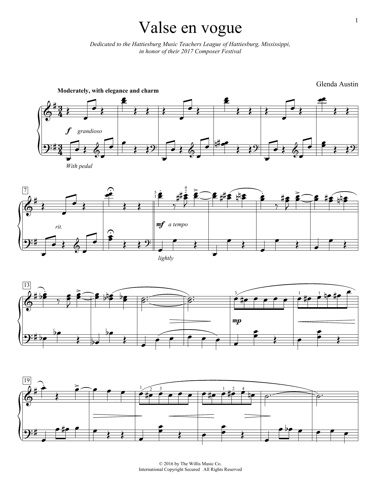 Glenda Austin Valse En Vogue Sheet Music Notes & Chords for Educational Piano - Download or Print PDF