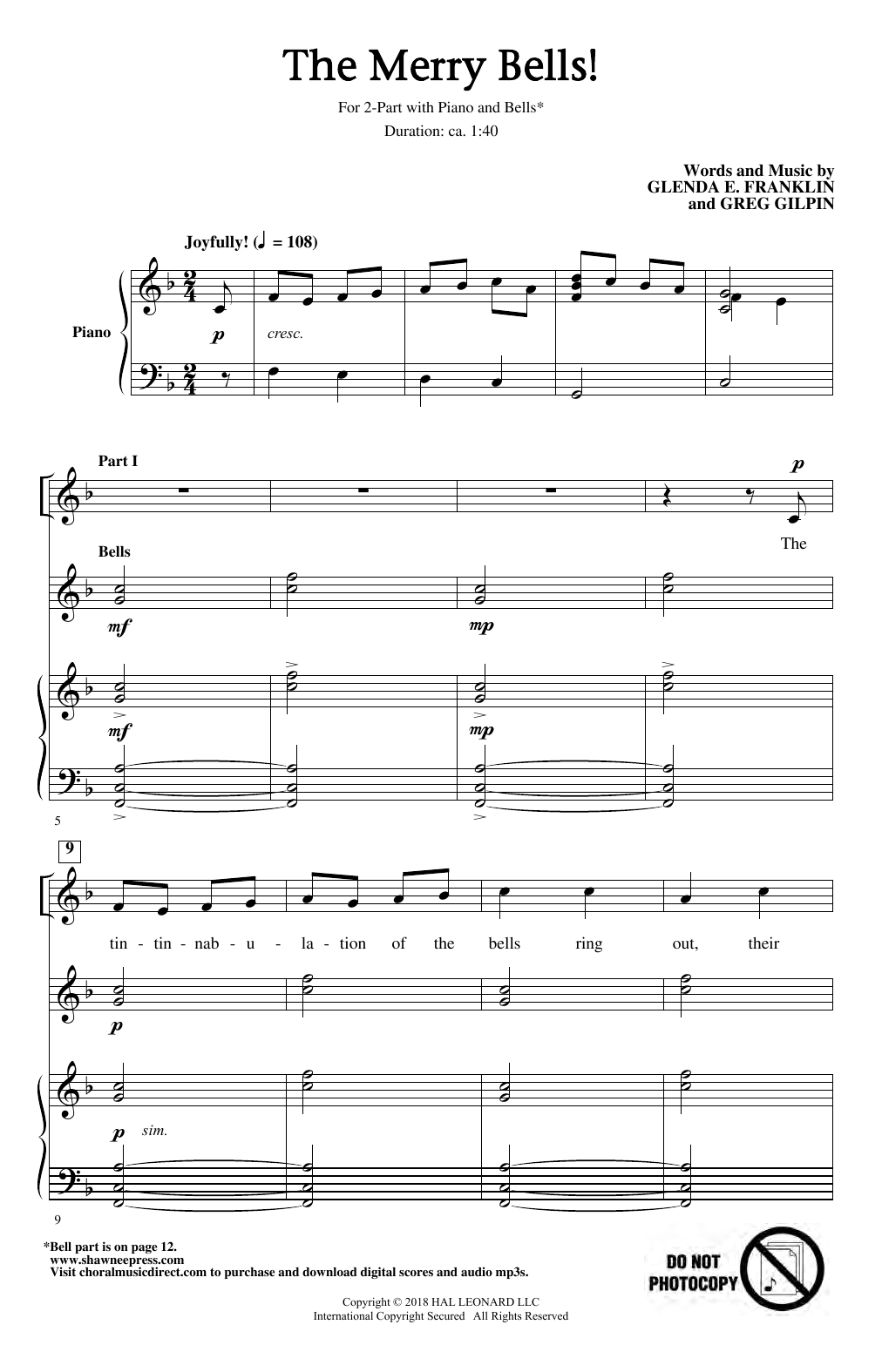 Glenda E. Franklin & Greg Gilpin The Merry Bells! Sheet Music Notes & Chords for 2-Part Choir - Download or Print PDF