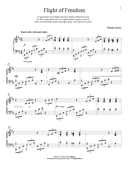 Preview Glenda Austin Flight Of Freedom Pop sheet music, notes and chords for Educational Piano, SKU: 94018 Flight Of Freedom sheet music
