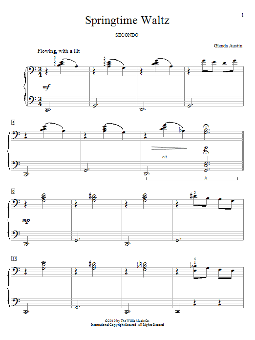 Preview Glenda Austin Springtime Waltz Classical sheet music, notes and chords for Piano, SKU: 73001 Springtime Waltz sheet music