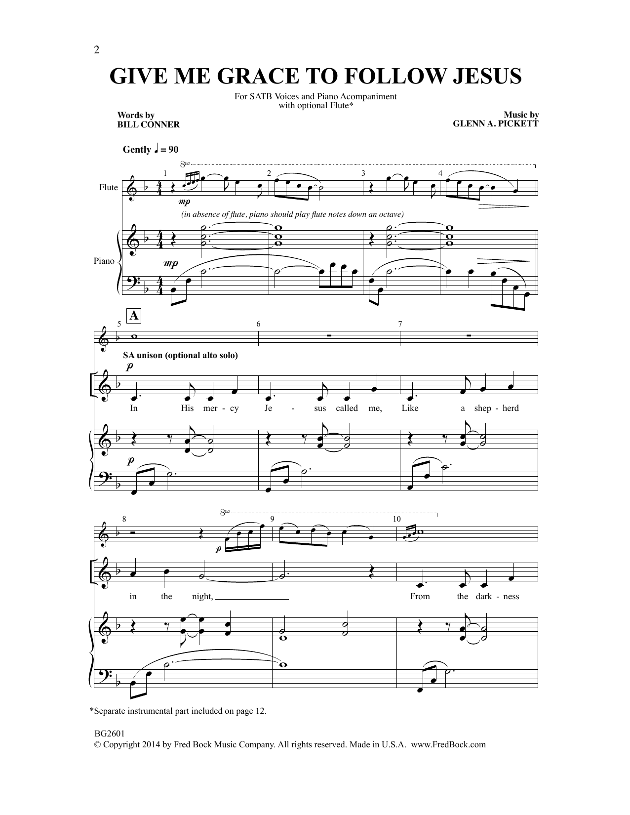 Glenn A. Pickett Give Me Grace to Follow Jesus Sheet Music Notes & Chords for Choral - Download or Print PDF