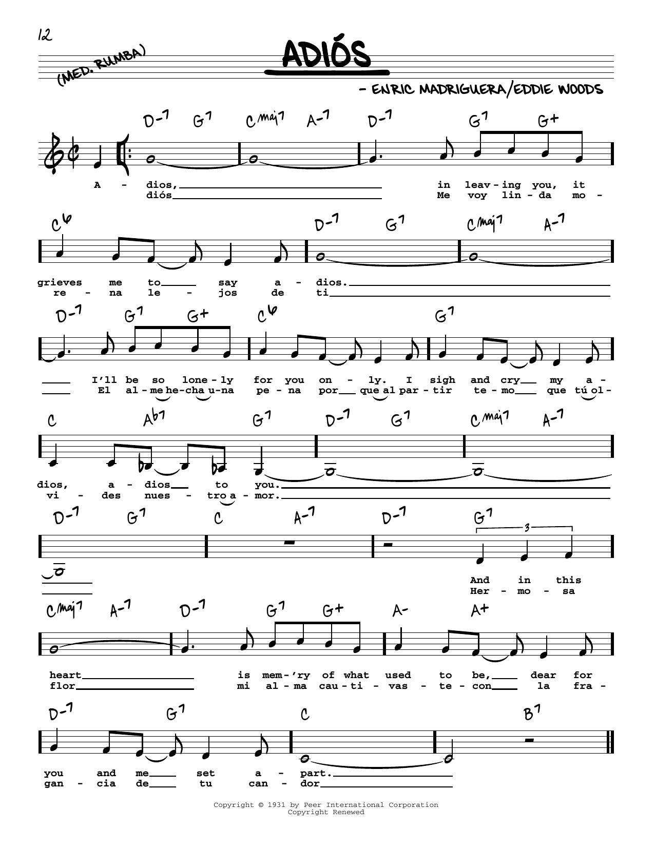 Glenn Miller Adios (Low Voice) Sheet Music Notes & Chords for Real Book – Melody, Lyrics & Chords - Download or Print PDF Glenn Miller Adios (Low Voice) Sheet Music Notes & Chords for Real Book – Melody, Lyrics & Chords - Download or Print PDF