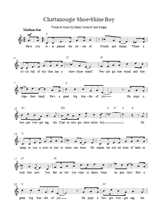 Glenn Miller Chattanoogie Shoe-Shine Boy sheet music notes and chords. Download Printable PDF.