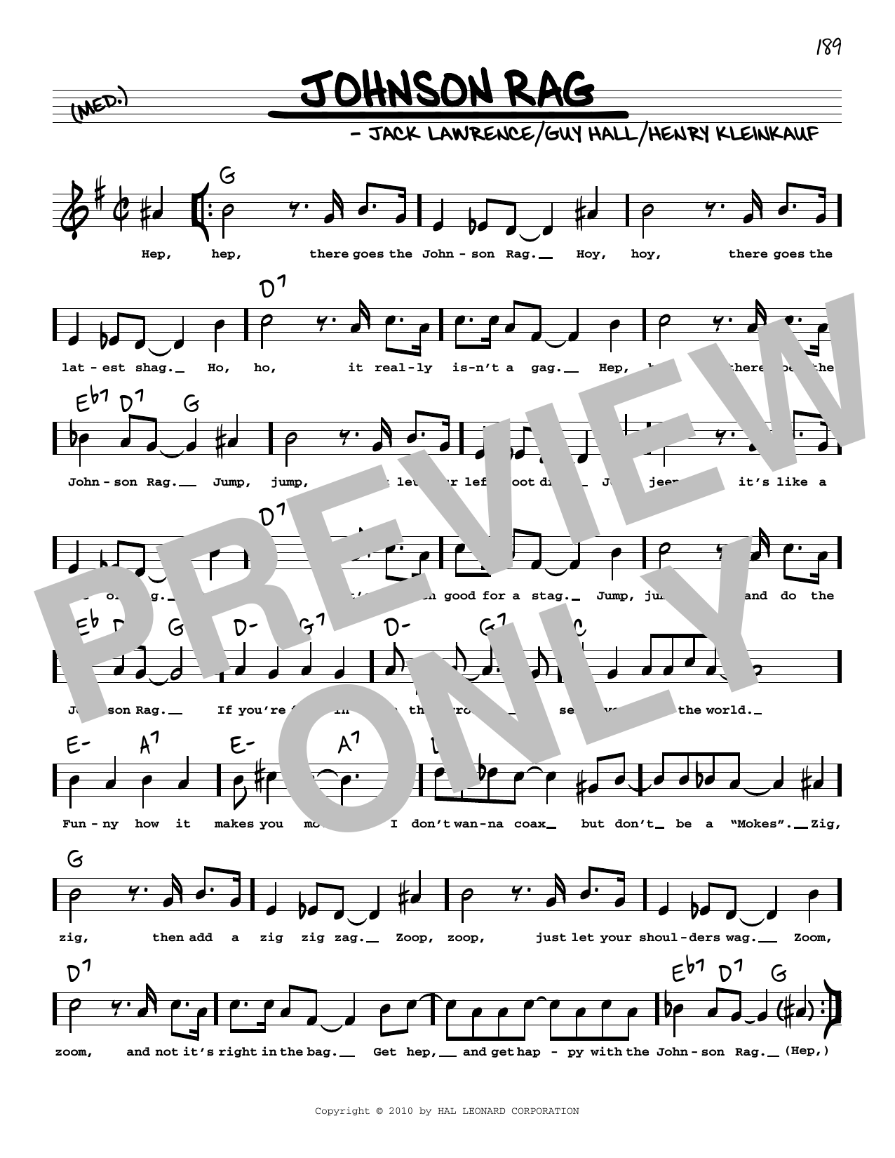 Glenn Miller Johnson Rag (arr. Robert Rawlins) Sheet Music Notes & Chords for Real Book – Melody, Lyrics & Chords - Download or Print PDF