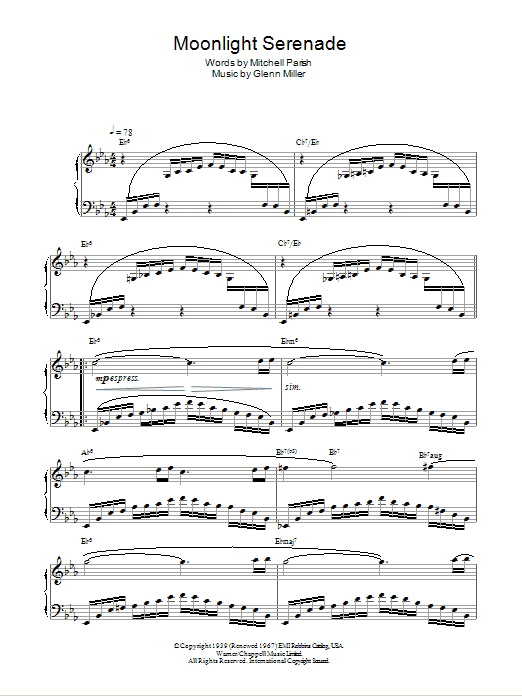 Glenn Miller Moonlight Serenade Sheet Music Notes & Chords for Piano - Download or Print PDF