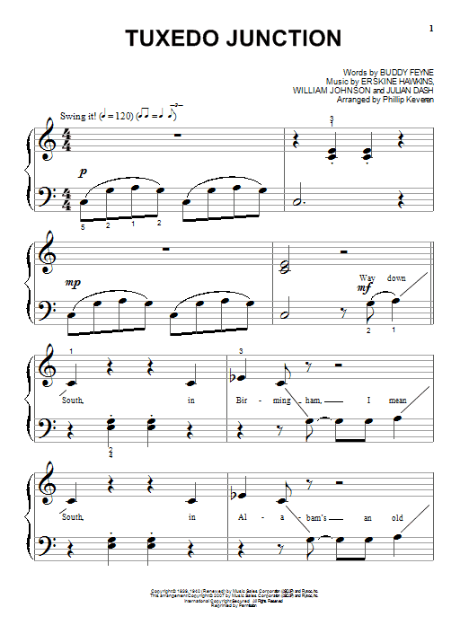 Glenn Miller Tuxedo Junction Sheet Music Notes & Chords for Piano - Download or Print PDF