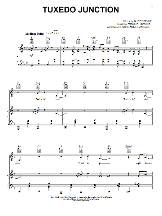 Glenn Miller Tuxedo Junction Sheet Music Notes & Chords for Piano Chords/Lyrics - Download or Print PDF