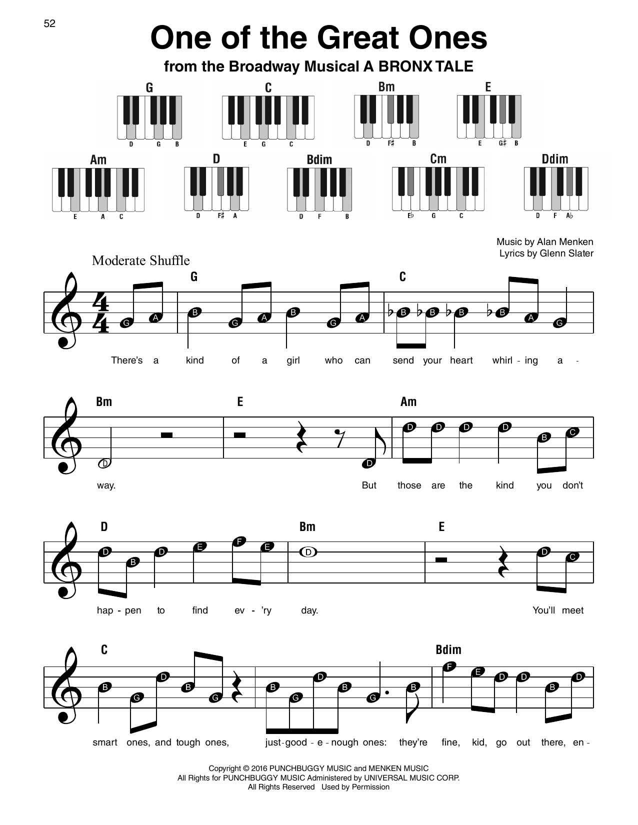 Glenn Slater One Of The Great Ones (from A Bronx Tale) Sheet Music Notes & Chords for Super Easy Piano - Download or Print PDF