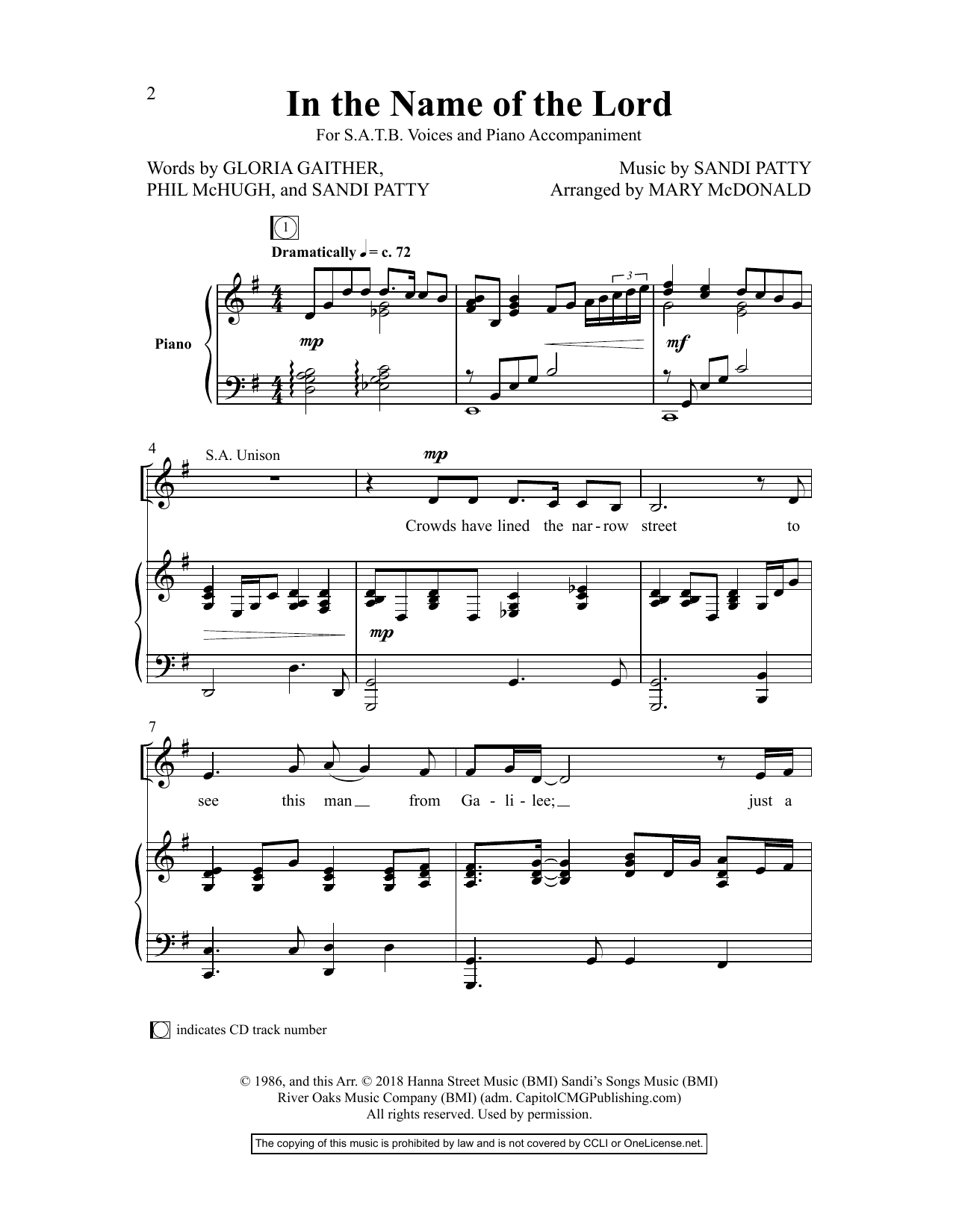Gloria Gaither In The Name Of The Lord Sheet Music Notes & Chords for Choral - Download or Print PDF