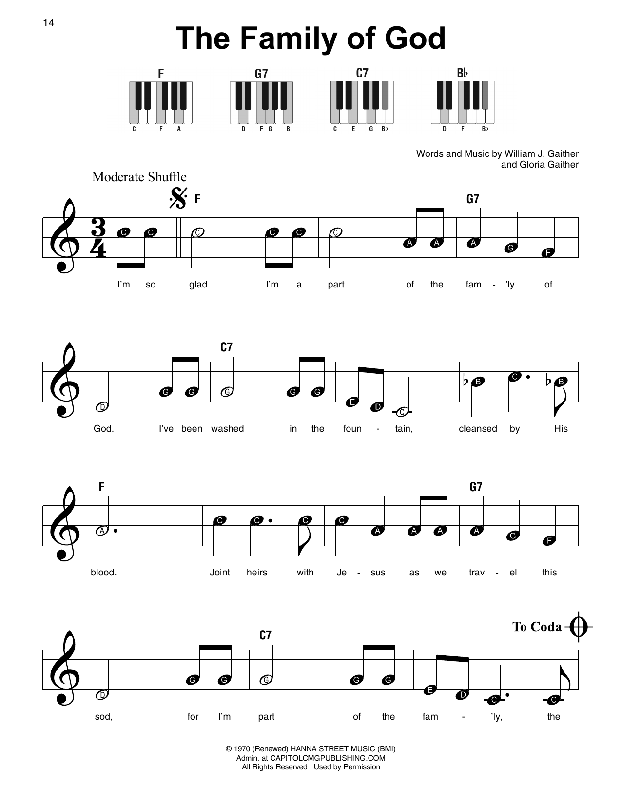 Gloria Gaither The Family Of God Sheet Music Notes & Chords for Super Easy Piano - Download or Print PDF
