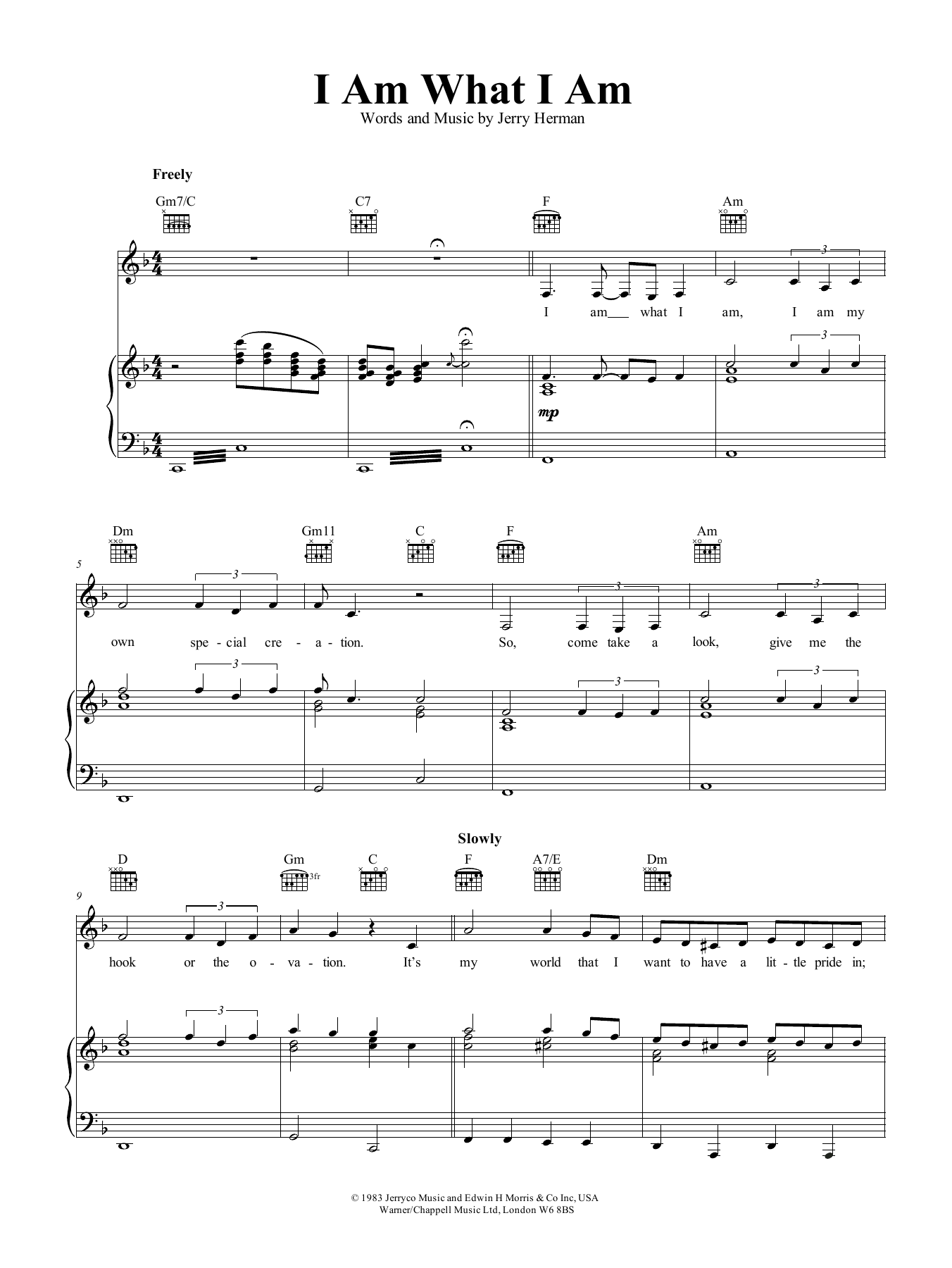 Gloria Gaynor I Am What I Am Sheet Music Notes & Chords for Piano, Vocal & Guitar (Right-Hand Melody) - Download or Print PDF