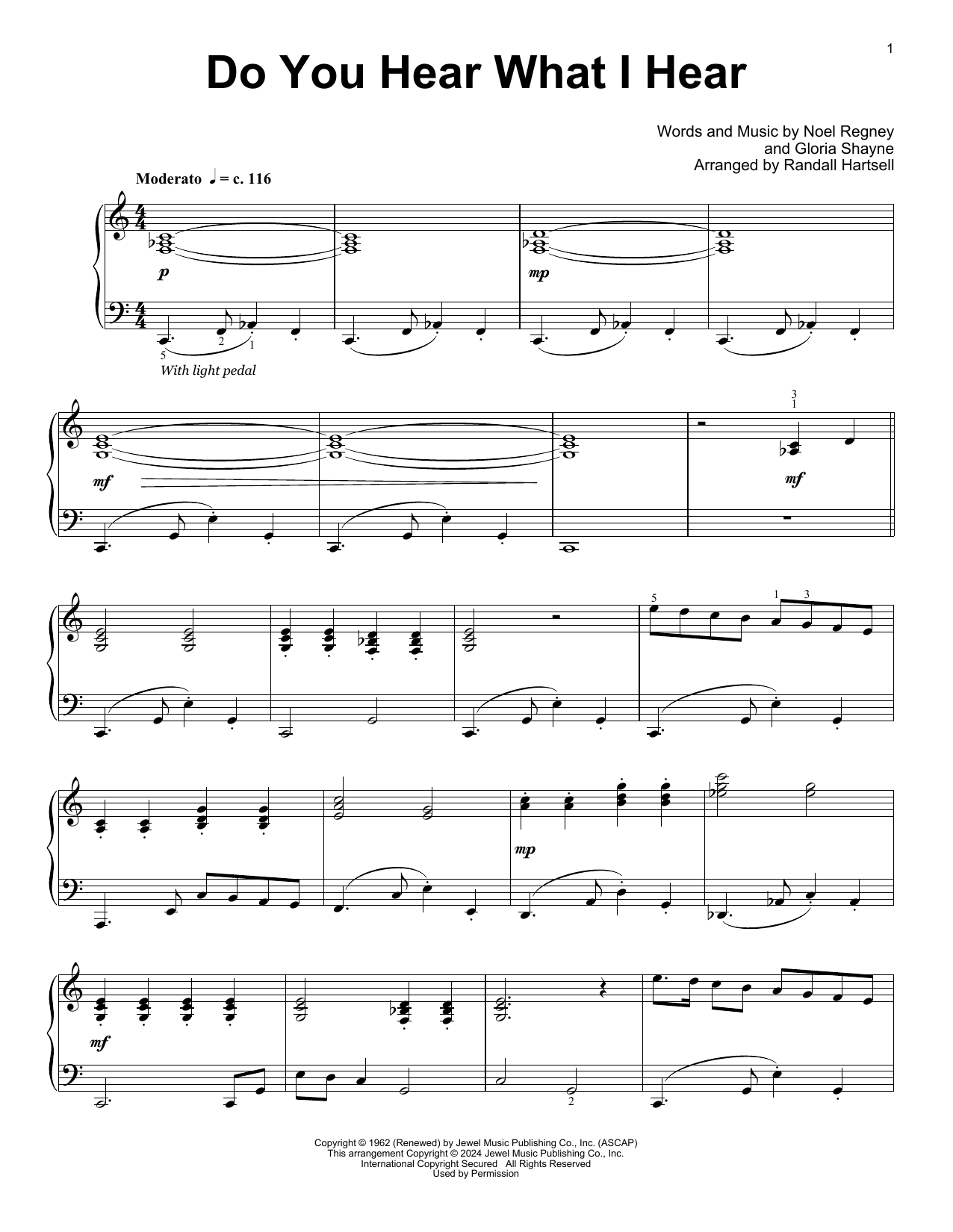 Gloria Shayne Do You Hear What I Hear (arr. Randall Hartsell) Sheet Music Notes & Chords for Educational Piano - Download or Print PDF