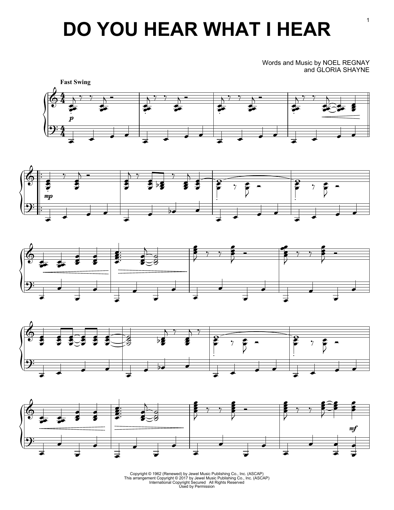 Gloria Shayne Do You Hear What I Hear [Jazz version] Sheet Music Notes & Chords for Piano - Download or Print PDF