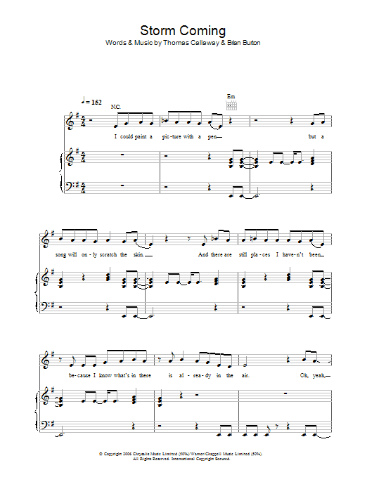 Gnarls Barkley Storm Coming Sheet Music Notes & Chords for Piano, Vocal & Guitar - Download or Print PDF