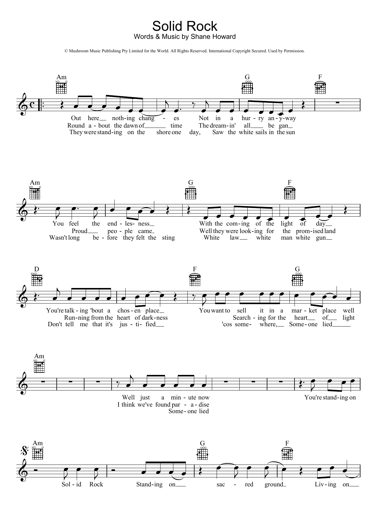 Goanna Solid Rock Sheet Music Notes & Chords for Melody Line, Lyrics & Chords - Download or Print PDF
