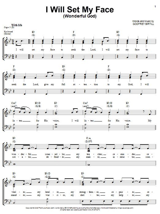 Godfrey Birtill Wonderful God I Will Set My Face Sheet Music Notes & Chords for Piano, Vocal & Guitar (Right-Hand Melody) - Download or Print PDF Godfrey Birtill Wonderful God I Will Set My Face Sheet Music Notes & Chords for Piano, Vocal & Guitar (Right-Hand Melody) - Download or Print PDF