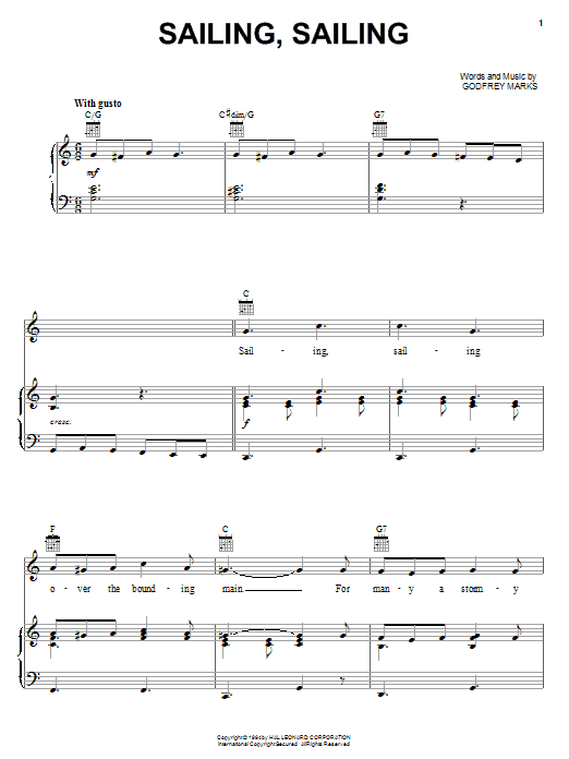 Godfrey Marks Sailing, Sailing Sheet Music Notes & Chords for Super Easy Piano - Download or Print PDF