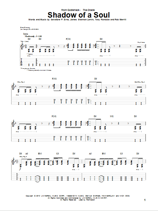 Godsmack Shadow Of A Soul Sheet Music Notes & Chords for Guitar Tab - Download or Print PDF