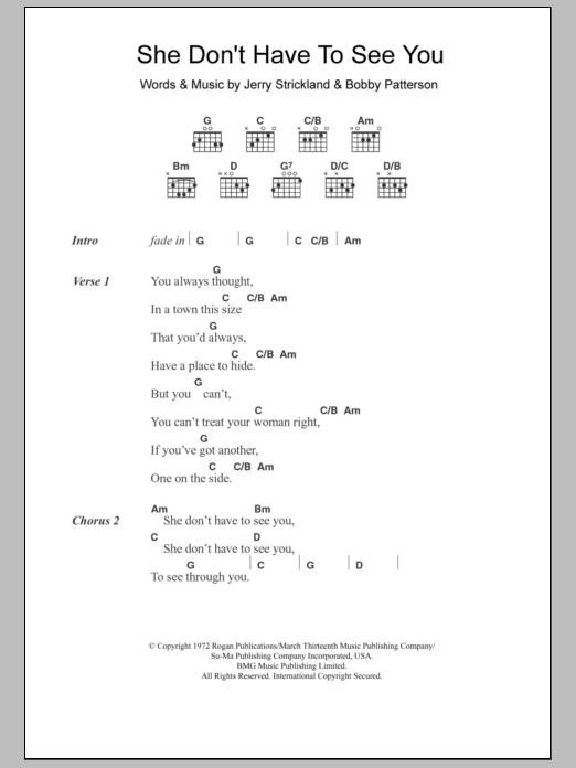 Golden Smog She Don't Have To See You Sheet Music Notes & Chords for Lyrics & Chords - Download or Print PDF