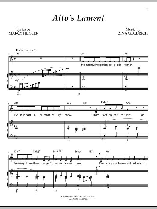 Goldrich & Heisler Alto's Lament Sheet Music Notes & Chords for Piano & Vocal - Download or Print PDF