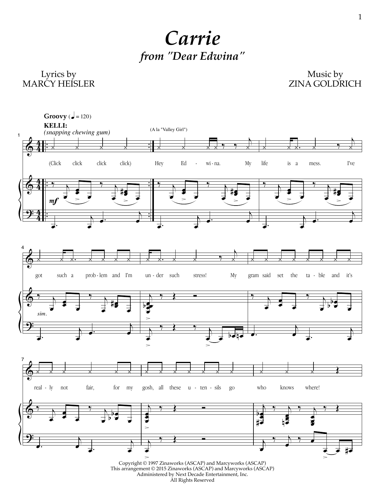 Goldrich & Heisler Carrie Sheet Music Notes & Chords for Piano & Vocal - Download or Print PDF