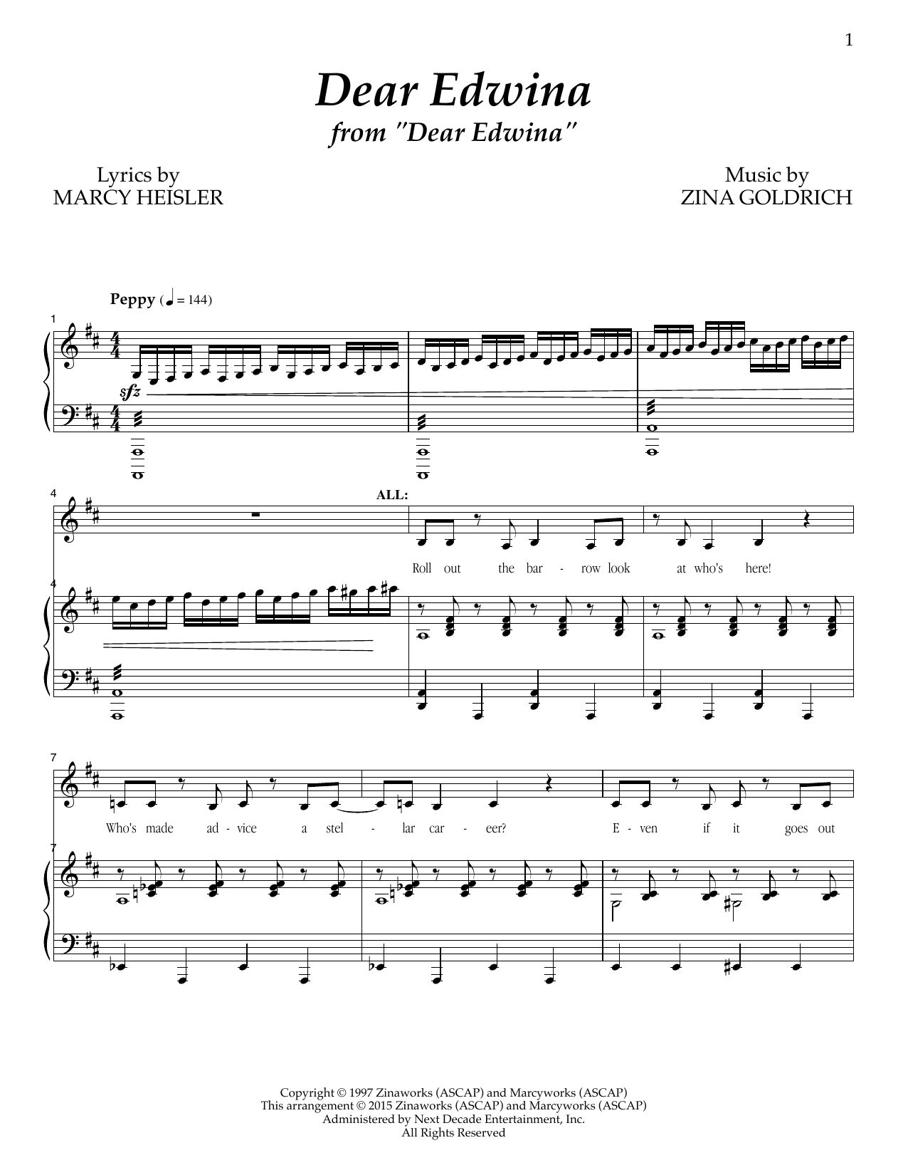 Goldrich & Heisler Dear Edwina Sheet Music Notes & Chords for Piano & Vocal - Download or Print PDF