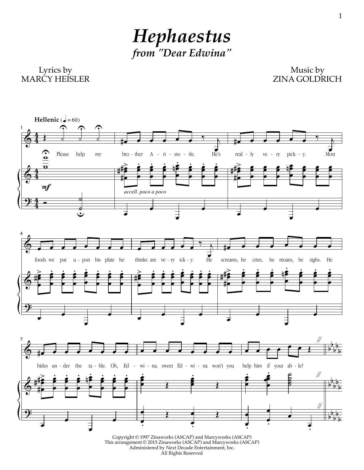 Goldrich & Heisler Hephaestus Sheet Music Notes & Chords for Piano & Vocal - Download or Print PDF