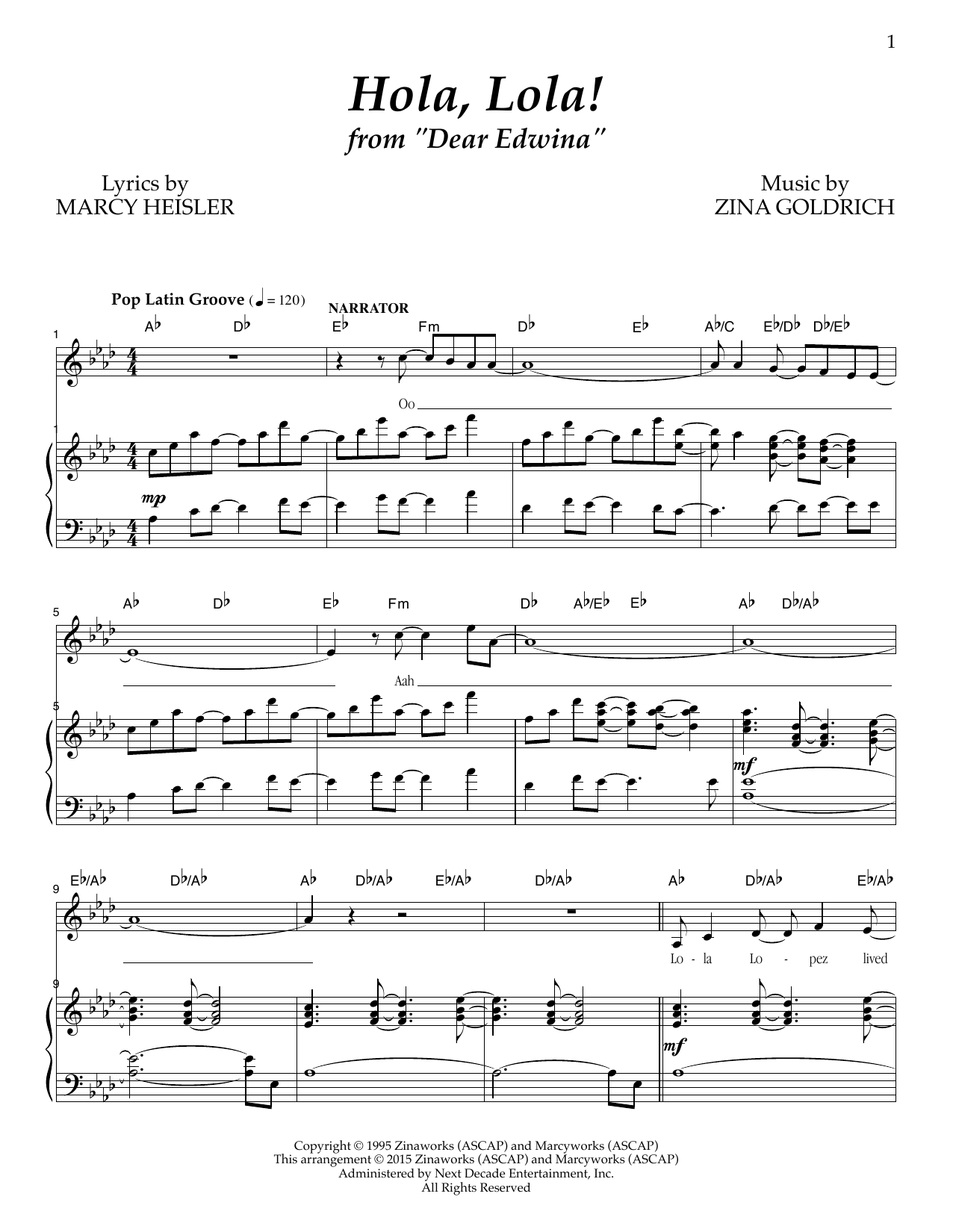 Goldrich & Heisler Hola, Lola! Sheet Music Notes & Chords for Piano & Vocal - Download or Print PDF