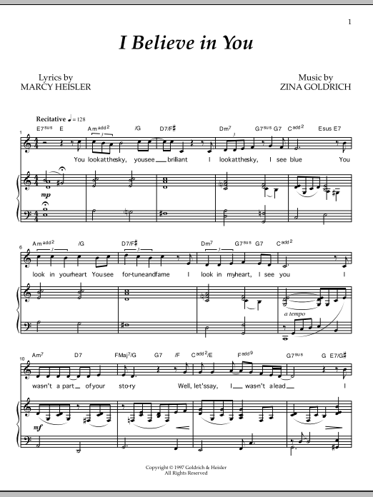 Goldrich & Heisler I Believe In You Sheet Music Notes & Chords for Piano & Vocal - Download or Print PDF
