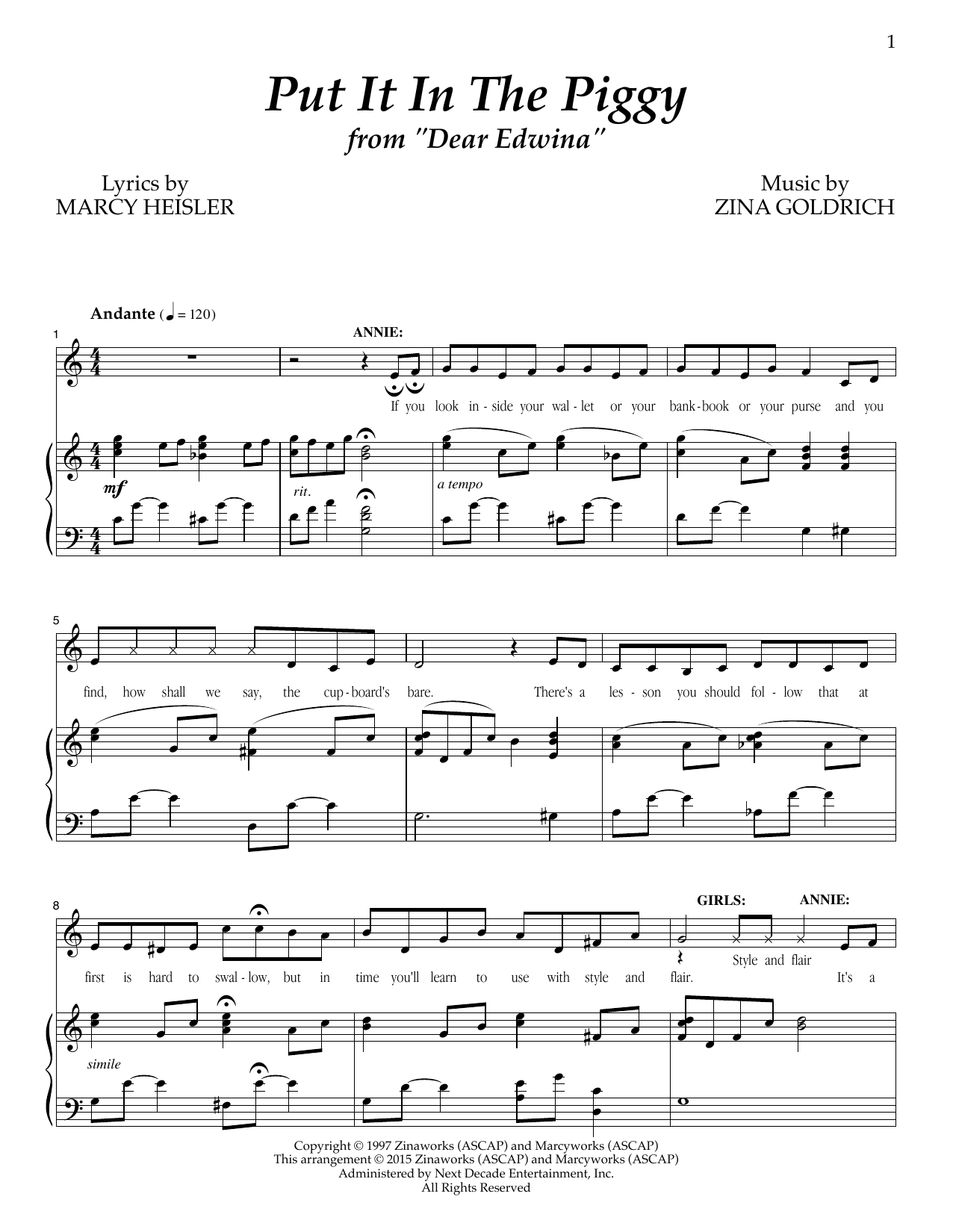 Goldrich & Heisler Put It In The Piggy Sheet Music Notes & Chords for Piano & Vocal - Download or Print PDF