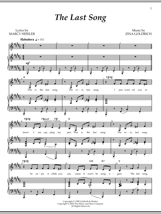 Goldrich & Heisler The Last Song Sheet Music Notes & Chords for Piano & Vocal - Download or Print PDF