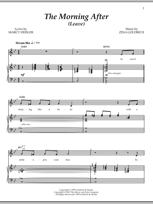 Goldrich & Heisler The Morning After (Leave) Sheet Music Notes & Chords for Piano & Vocal - Download or Print PDF