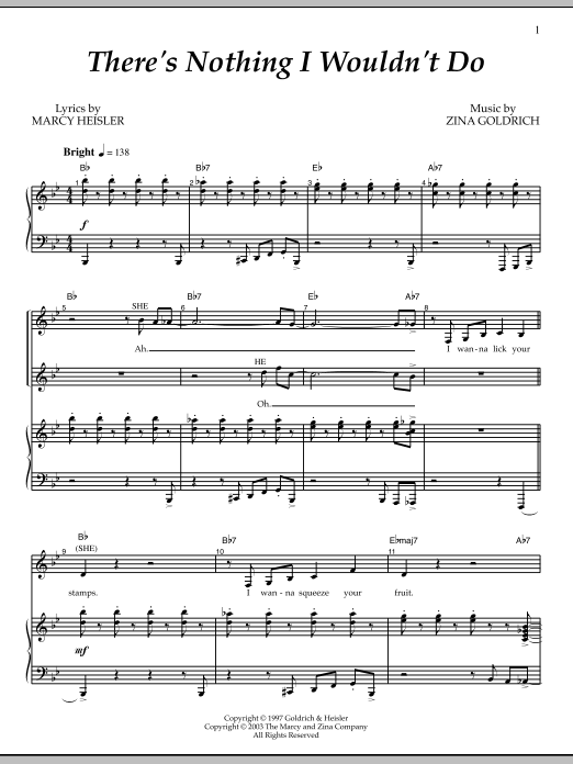 Goldrich & Heisler There's Nothing I Wouldn't Do Sheet Music Notes & Chords for Piano & Vocal - Download or Print PDF