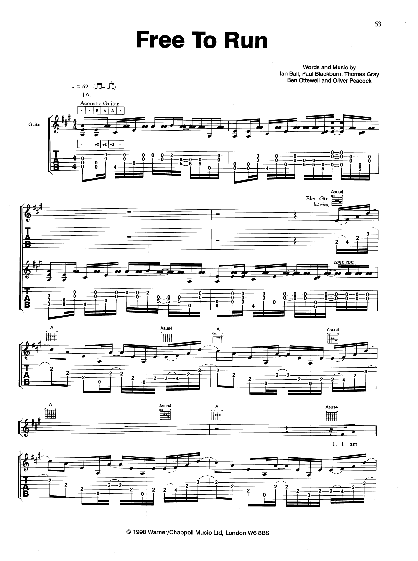 Gomez Free To Run Sheet Music Notes & Chords for Guitar Tab - Download or Print PDF