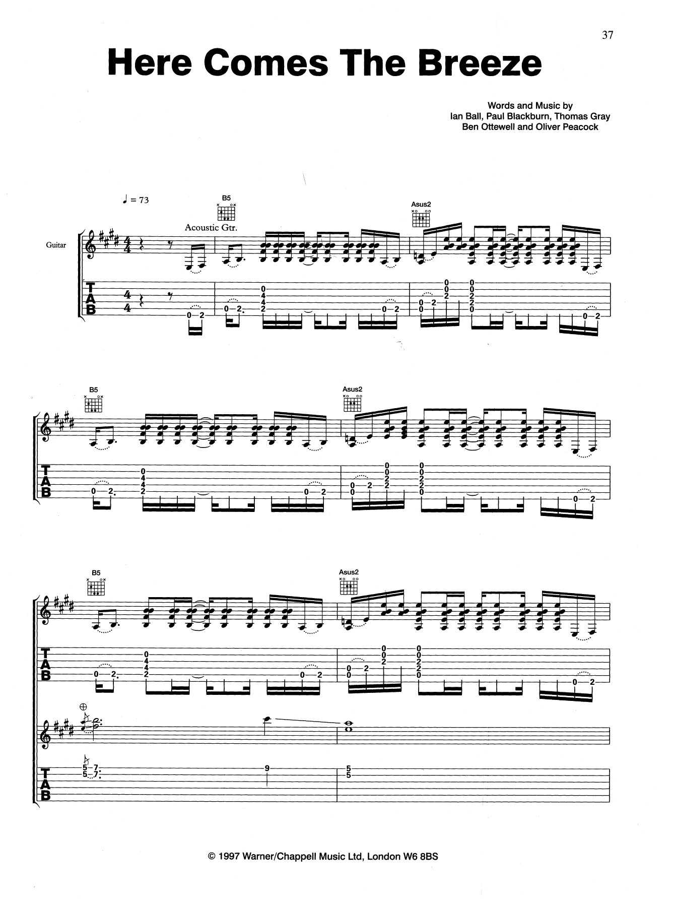 Gomez Here Comes The Breeze Sheet Music Notes & Chords for Guitar Tab - Download or Print PDF