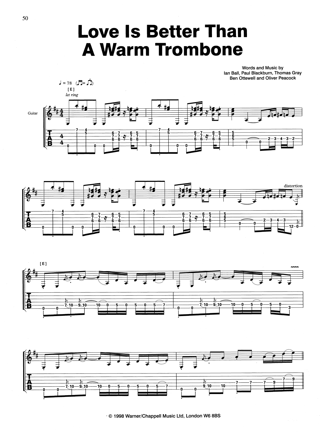 Gomez Love Is Better Than A Warm Trombone Sheet Music Notes & Chords for Guitar Tab - Download or Print PDF
