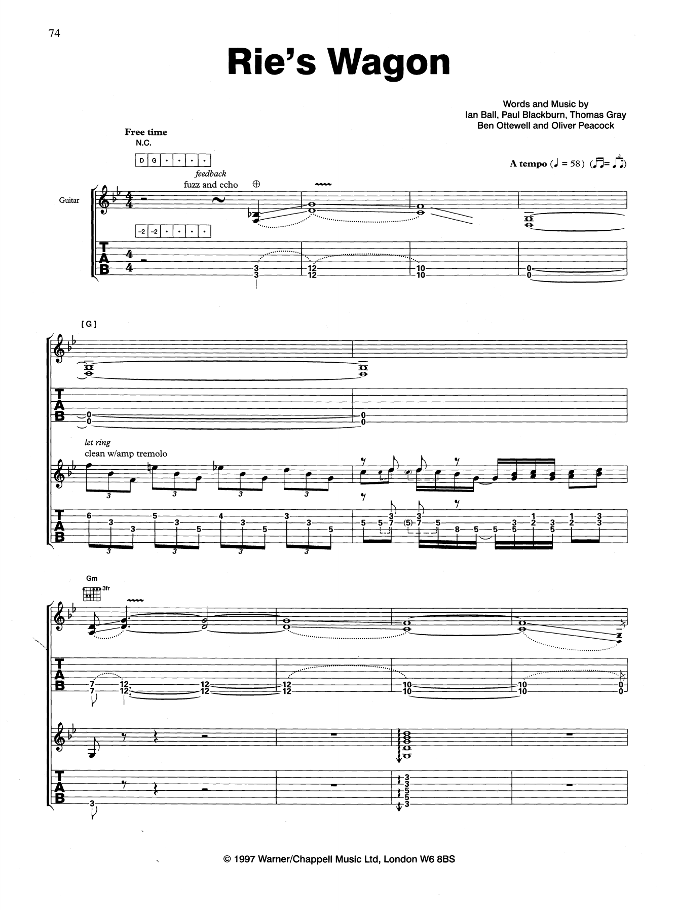 Gomez Rie's Wagon Sheet Music Notes & Chords for Guitar Tab - Download or Print PDF