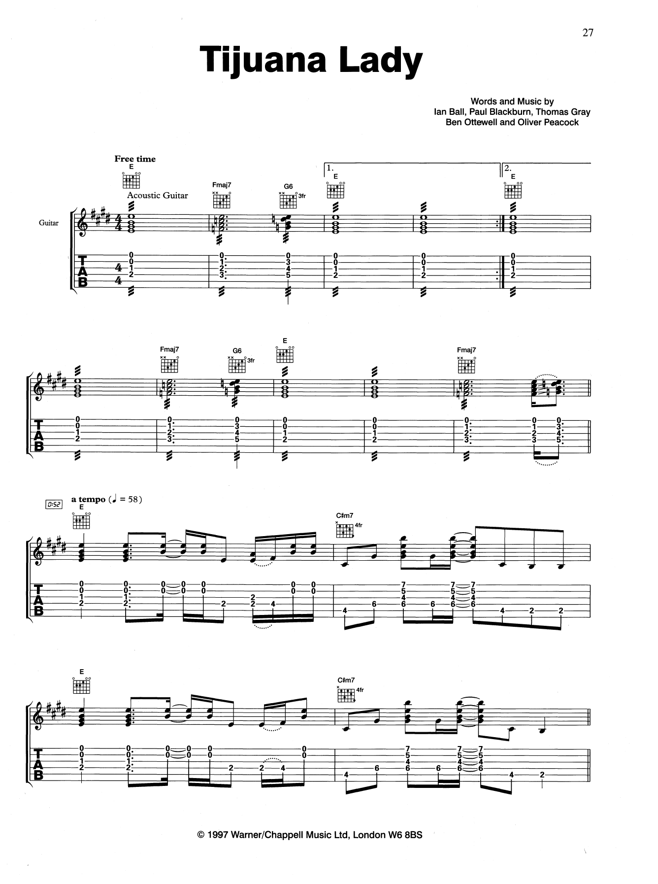 Gomez Tijuana Lady Sheet Music Notes & Chords for Guitar Tab - Download or Print PDF