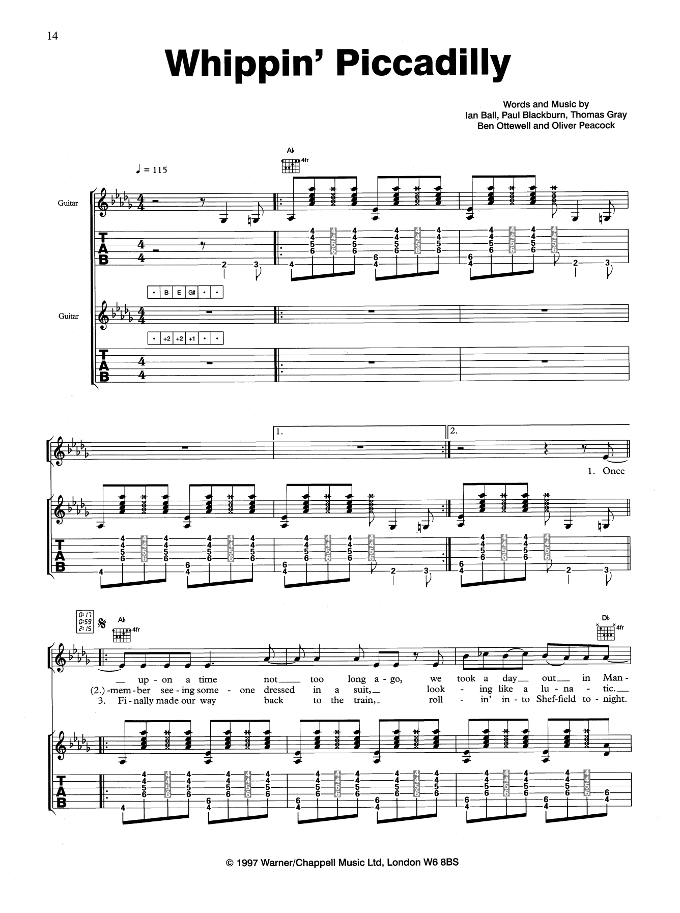 Gomez Whippin' Piccadilly Sheet Music Notes & Chords for Guitar Tab - Download or Print PDF