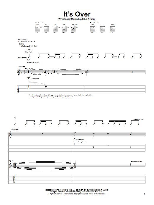 Goo Goo Dolls It's Over Sheet Music Notes & Chords for Guitar Tab - Download or Print PDF