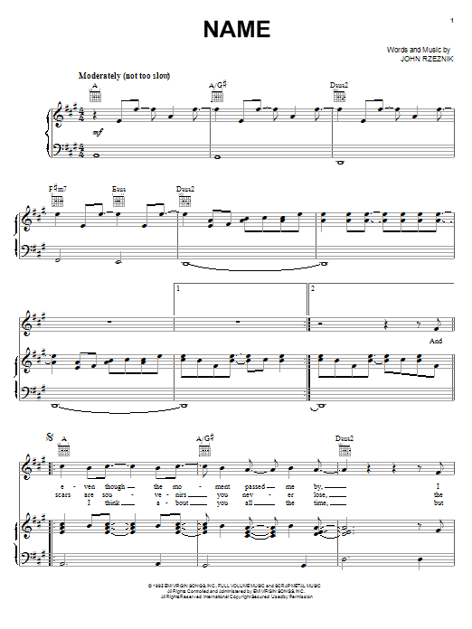 Goo Goo Dolls Name Sheet Music Notes & Chords for Guitar Lead Sheet - Download or Print PDF