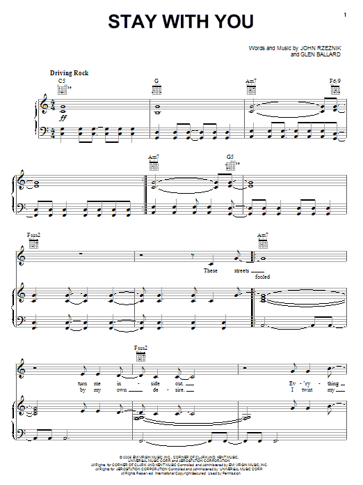 Goo Goo Dolls Stay With You Sheet Music Notes & Chords for Guitar Tab - Download or Print PDF