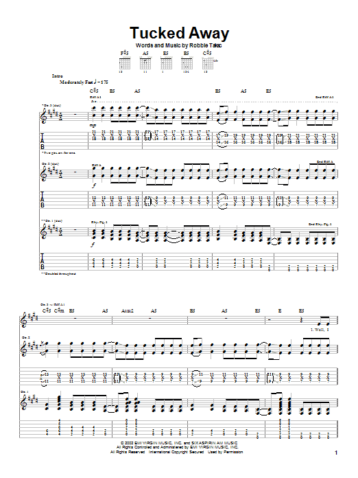 Goo Goo Dolls Tucked Away Sheet Music Notes & Chords for Guitar Tab - Download or Print PDF