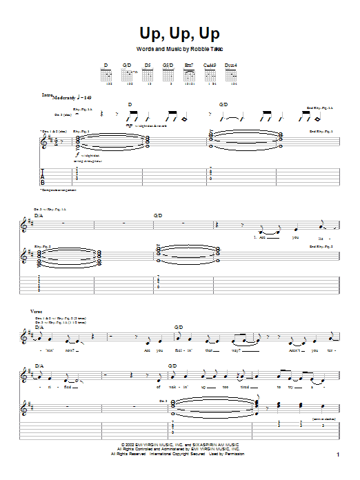 Goo Goo Dolls Up, Up, Up Sheet Music Notes & Chords for Guitar Tab - Download or Print PDF