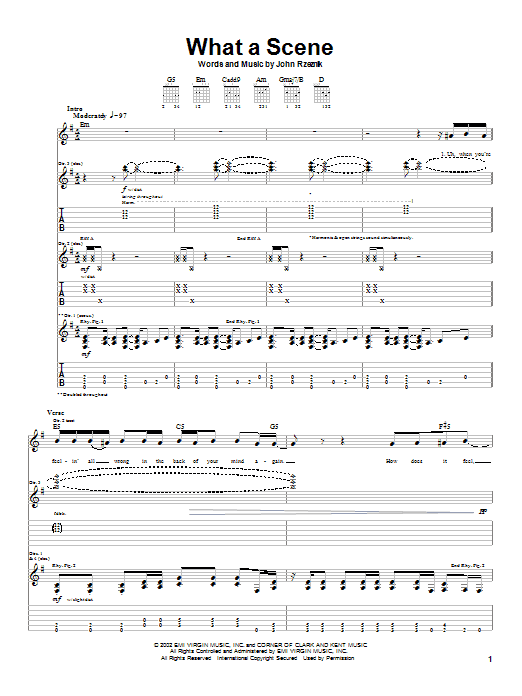 Goo Goo Dolls What A Scene Sheet Music Notes & Chords for Guitar Tab - Download or Print PDF